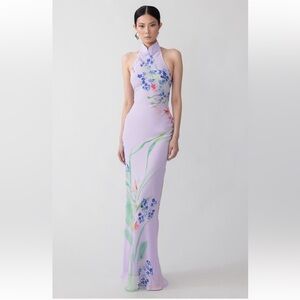 Sau Lee Gillian Halter Gown - Lavender Multi